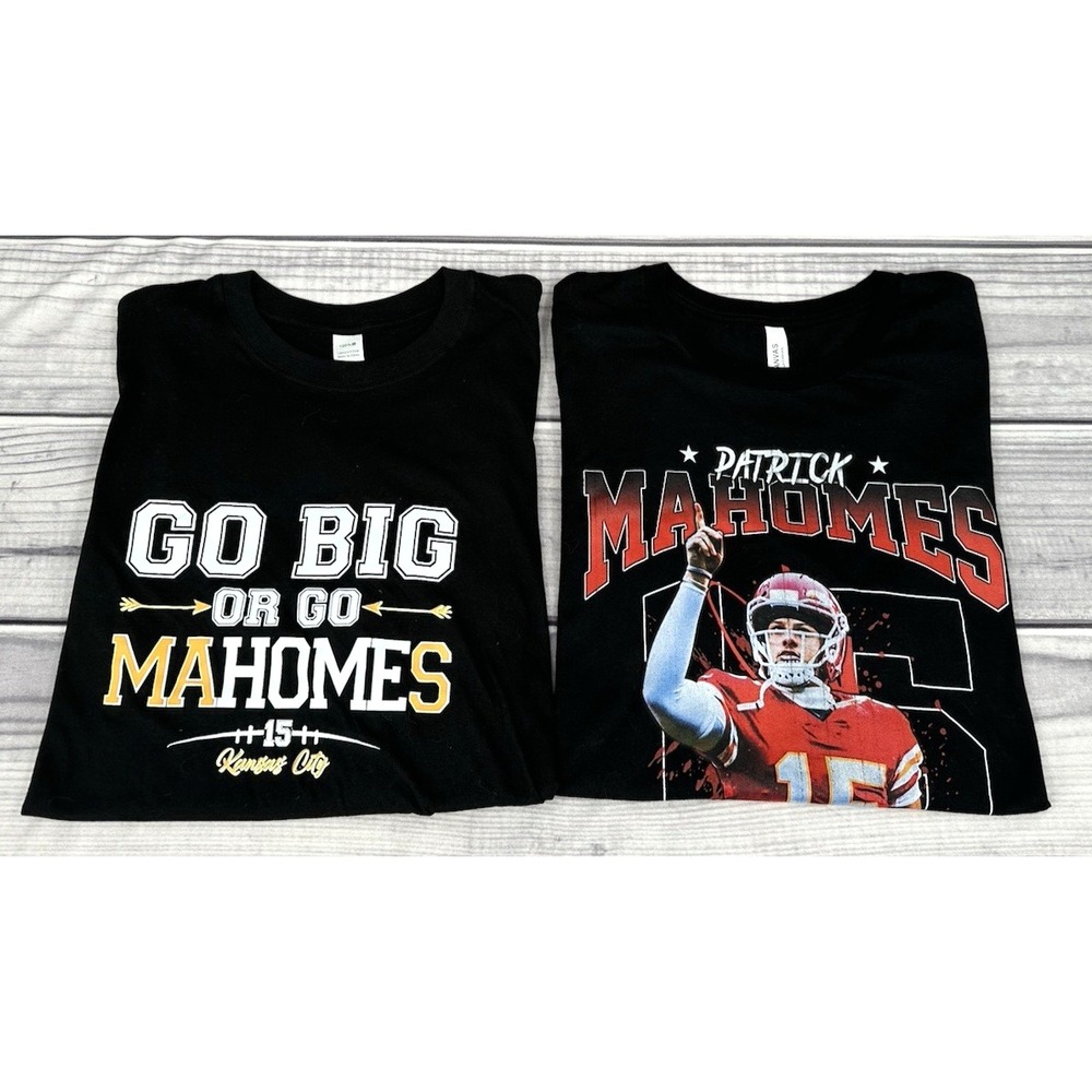 LOT OF‎ 2 NFL KANSAS CITY CHIEFS PATRICK MAHOMES T SHIRTS Unisex Size XL  BLACK